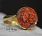 Preview: Echten Blüten 925 Sterling Silber - Vergoldet - Floral Ring - Rot - Naturschmuck - Handgefertigt - Liebes Geschenke - Weihnachtsgeschenk